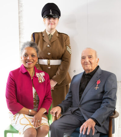 Photo: Lord Lieutenant of Bristol, Peaches Golding, presenting Ken Stradling with his MBE in 2020 ©Barbara Evripidou/FirstAvenuePhotography.com