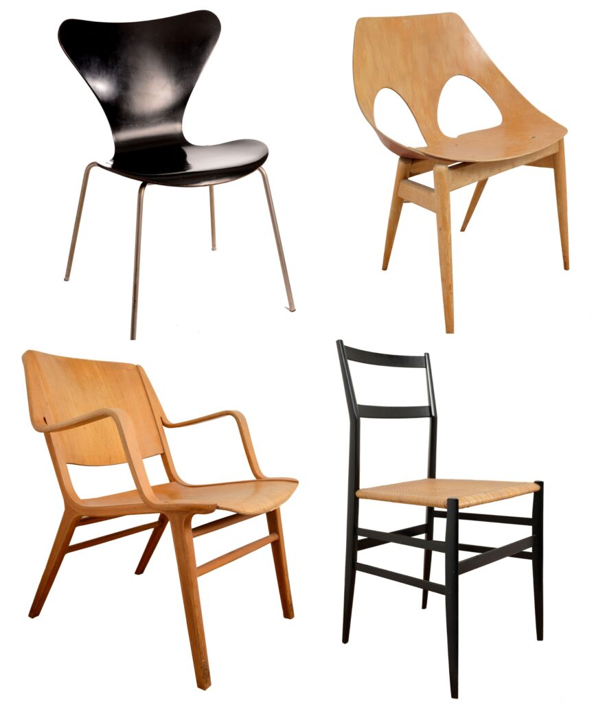 Photo: four chairs from the Stradling Collection